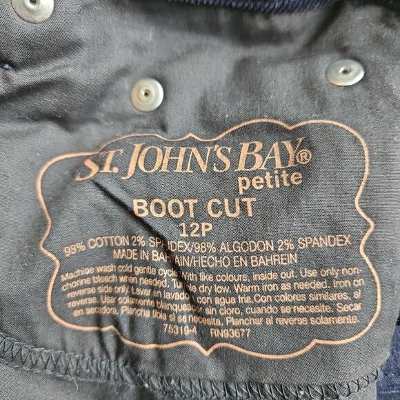 St. John’s Bay Petite Pants Womens 12P NAVY Corduroy Stretch Boot Cut Classic - Picture 4 of 8